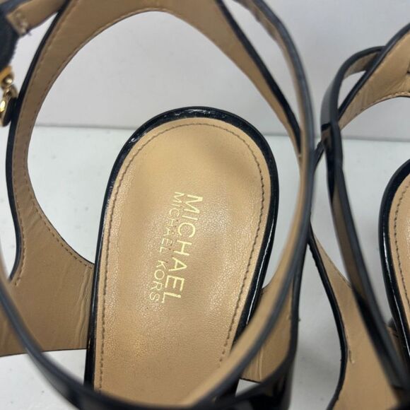 Michael Kors Simone Leather Mid Sandal Heel Ankle Strap Adjustable Designer - Picture 8 of 8